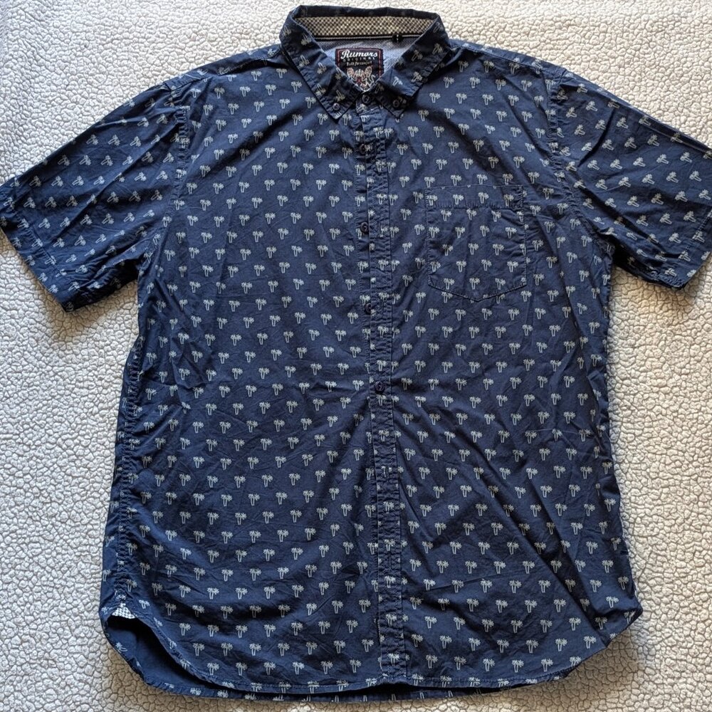 Short Sleeve Button-Up Palm Dress Shirt